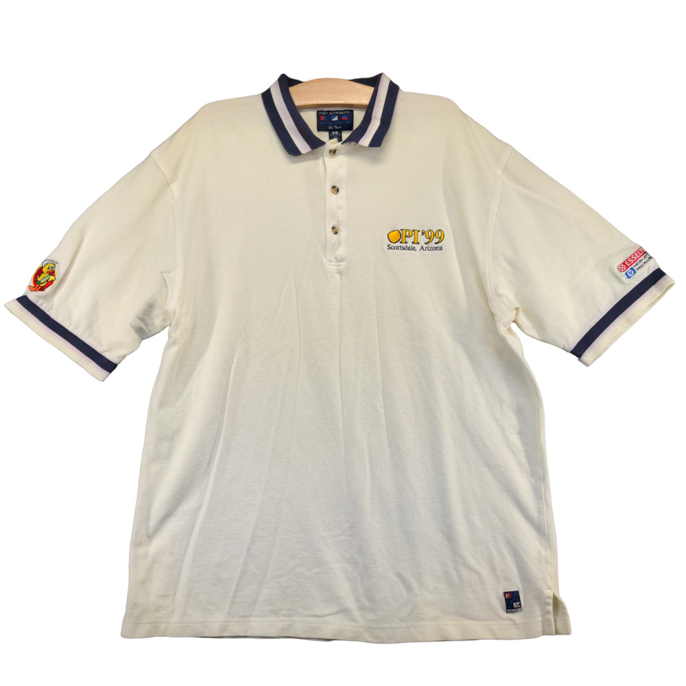 Staedtler Men's OPI Polo Shirt White XL Short Sleeve Port Authority Vintage 1999